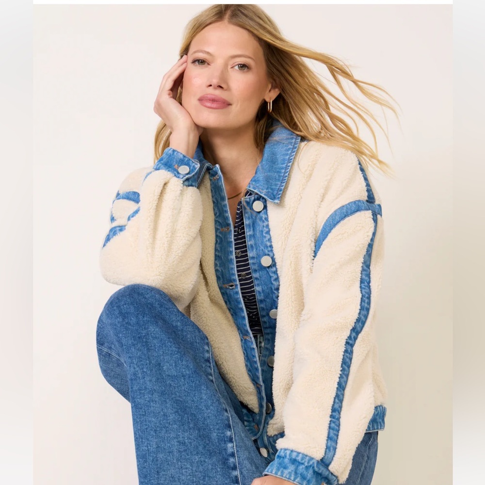 Blanknyc Hit the Road Jacket Denim Sherpa Size Small Like New